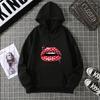 Loose Long Sleeve Women's Hoodie Lip Print Trendy plus Size Cross-Border Pattern Crew Neck Regular Length Girl Style