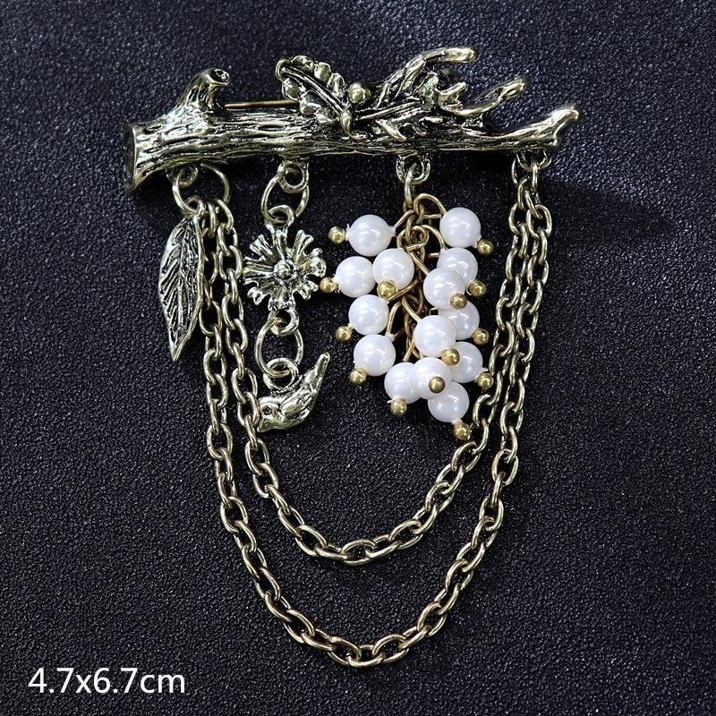 Genuine Professional Amasht Brooch Retro High-end Temperament Luxury Pearl Diamond Pin Women's Suit and Accessories