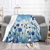 White And Blue Flowers , Abstract And Shapes Pattern Four Seasons Comfortable Warm Soft Blanket Blue And White Colour Flowers
