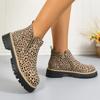 Large size leopard print new European and American Martin boots Chelsea boots pointed square heel short boots single boots