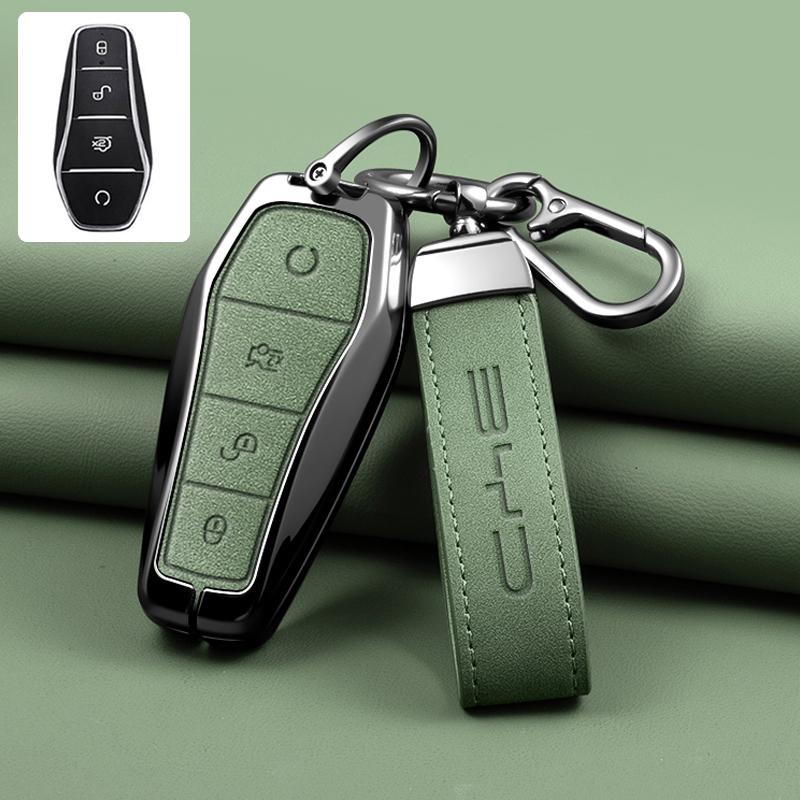 New Alloy Style Sheepskin Car Key Case Cover For BYD Song Pro Plus Max Dmi EV Seal Dolphin Remote Control Key Auto Accessories
