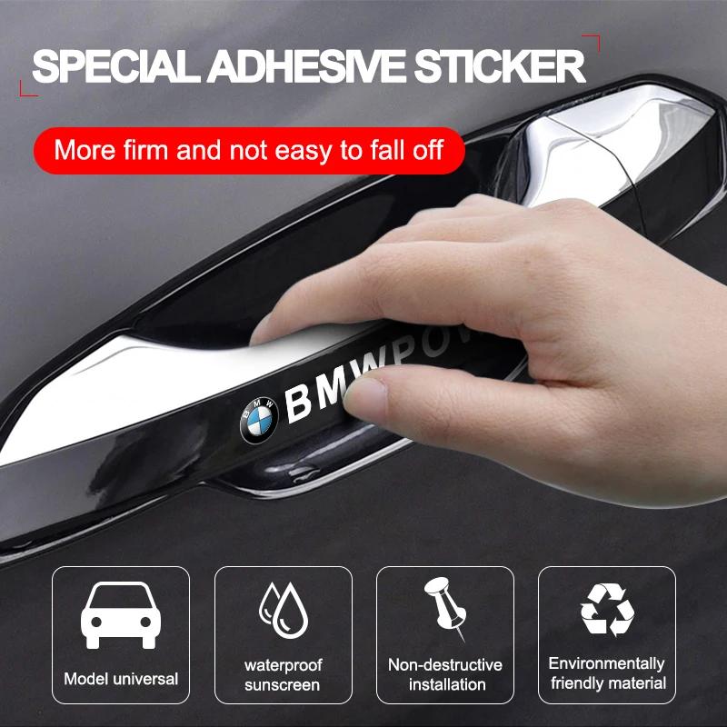 4Pcs Car Door Handle Stickers Tire Rear View Mirror Decals For BMW F30 F10 E90 F20 E46 E60 E70 E39 E36 E87 E28 X3 X4 X7 E92 E91