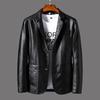 Men's Slim Fit Korean Style Leather Jacket - Trendy Business Outerwear for Autumn/Winter Motorcycle Fashion.