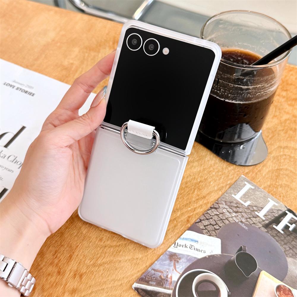 Soft Silicone with Ring Phone Case for Samsung Galaxy Z Flip 7 6 5 4 Flip5 Flip6 Flip7 FE Hinge All Inclusive Protection Cover