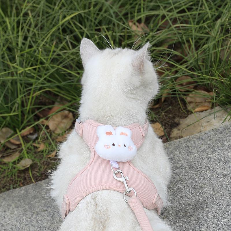 Adjustable Cat Leash & Harness - Cute Kitten Outdoor Walking Rope for Small Dogs