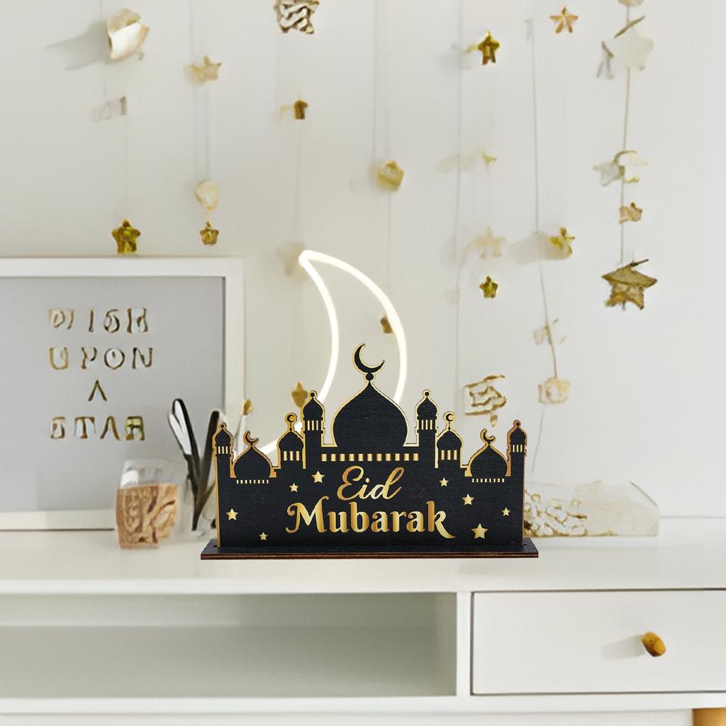 Eid Mubarak Holzornamente Ramadan Dekorationen für Zuhause Ramadan Kareem Islamischer Muslim Happy Eid Al Adha Party Dekoration 2024