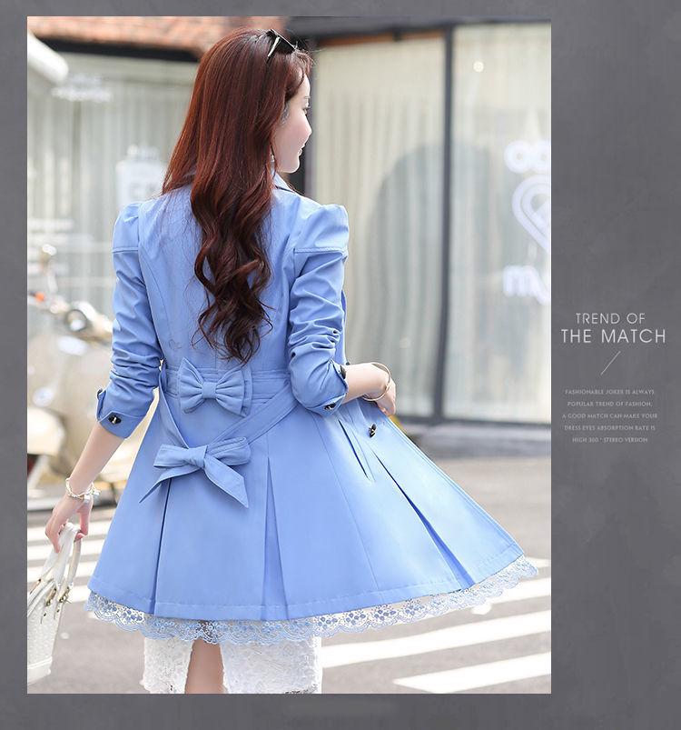 Women's Mid-Length Double-Breasted Spring & Autumn Casual Slim Fit Korean-Style Windbreaker Jacket
