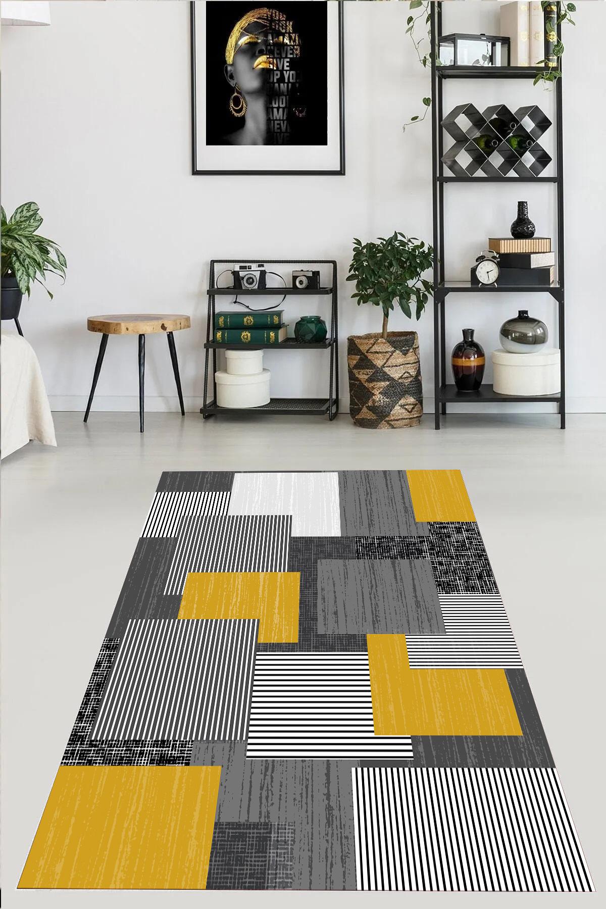 

YTRHOME Home Modern E1078 Нескользящая точечная основа с цифровой печатью нового поколения, ковер для гостиной, кухни, прихожей и напольный коврик 50 x 80 серый/чёрный