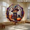 2D Flat Halloween Acrylic Vibrant Fox Wearing Witch Costume Ornaments, Suitable for Holiday Home Decoration,