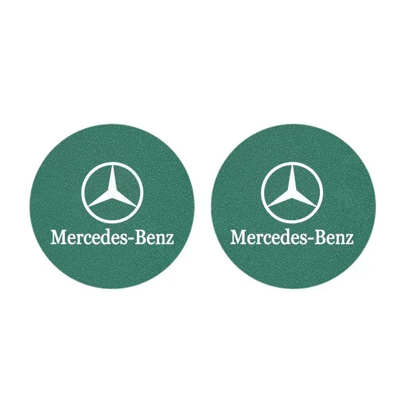 AXX2 2 Pcs Car Water Cup Mat Suede Non-Slip Coaster Accessories For Mercedes Benz AMG W204 W205 W203 W211 W212 W213 W201 W210 W124