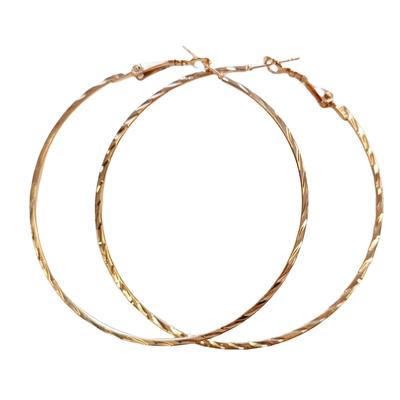 [R8039] - Gold Diamond-set 'Chorégraphie' Hoop Earrings Ø 60 Mm 2 Mm