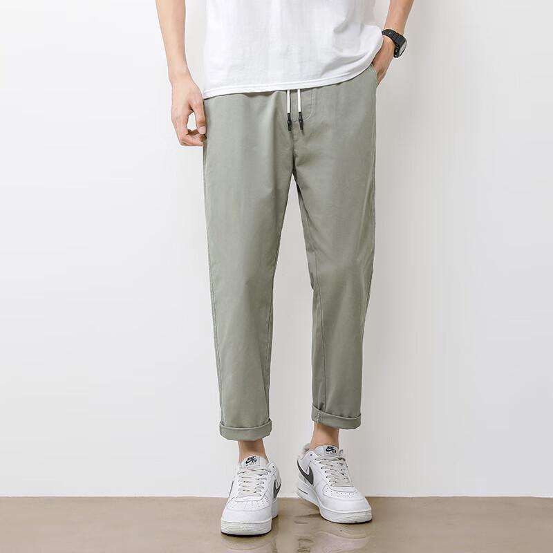 Men's Japanese Style Cotton Blend Straight-Leg Casual Pants