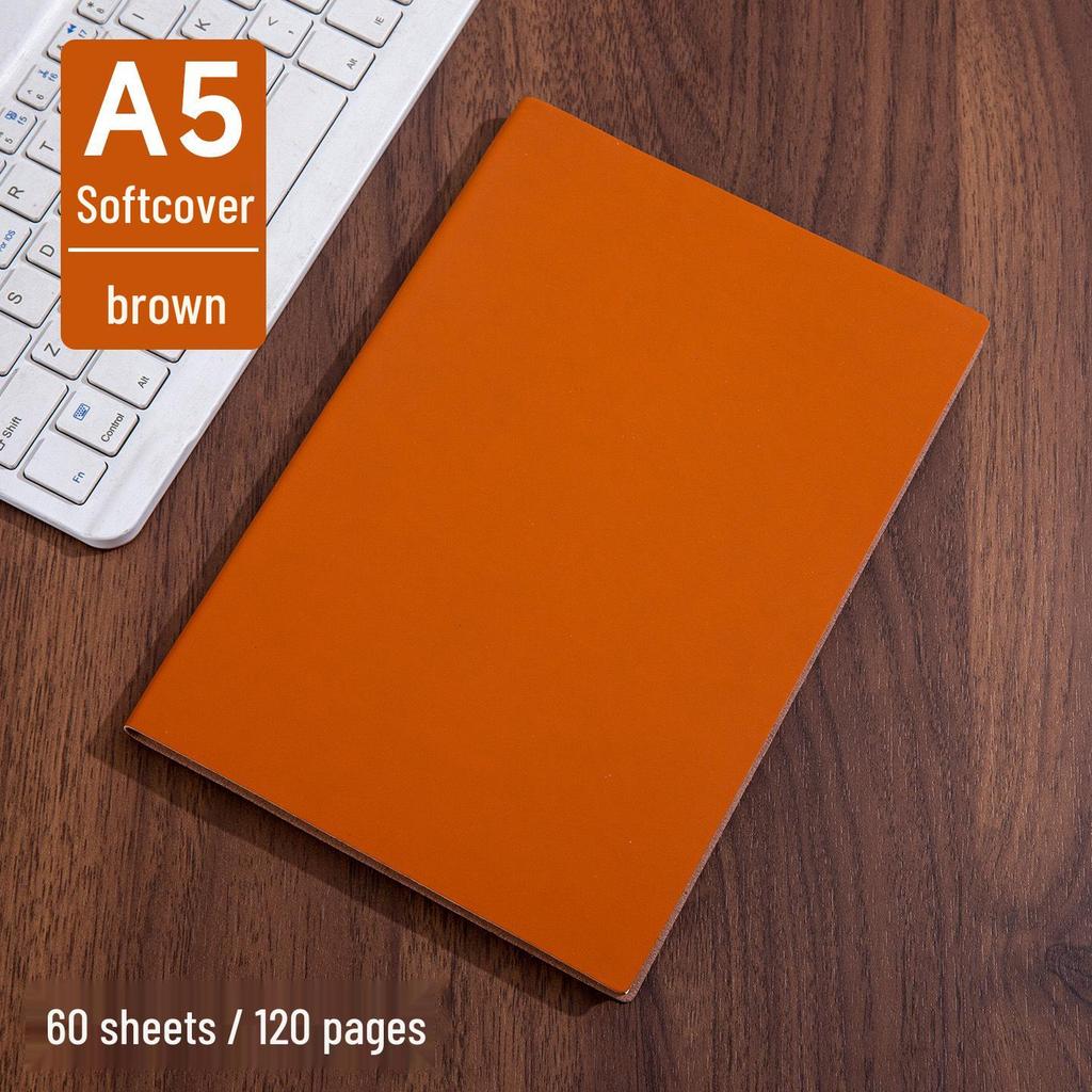 A5 Sheepskin Soft Leather Notebook – Customizable, Logo Printable, Thick Business Office Design