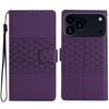 For iPhone 17 Pro Max Case Rhombus Leather Horizontal Flip Phone Cover with Wrist Strap