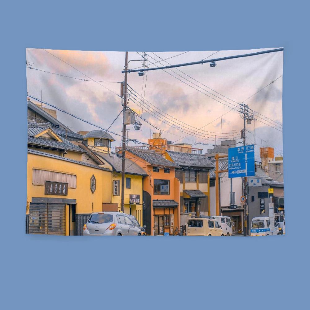 

Японский гобелен с пейзажем, фоновая ткань, прикроватная настенная ткань для спальни, декоративная ткань, подвесная ткань для общежития, гобелен 100x75