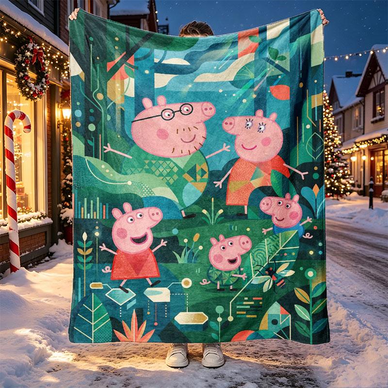 Peppa Pig Pattern Blanket for Home Decoration, Bed, Sofa, Car Travel, Camping, Suitable for All Seasons, Birthday Christmas Gift