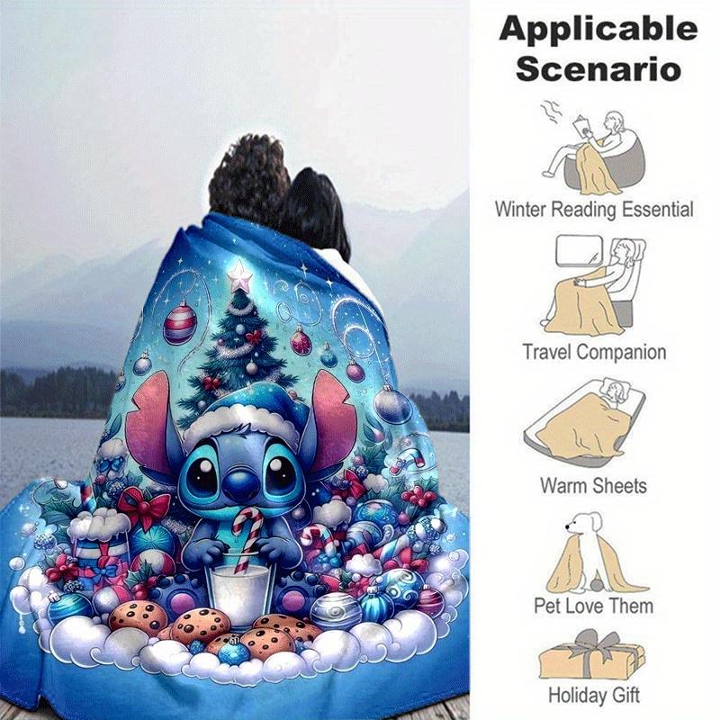 1pc Stitch Printing Blanket - Soft, All-Season Throw for Office Blanket,Personalized Gift with Adorable Cartoon Design