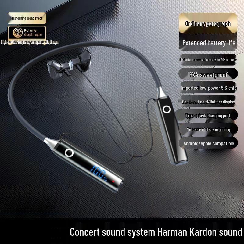 

Bluetooth Neckband Sports Earbuds with Heavy Bass, Card Slot, & Extended Battery Life - Model 003