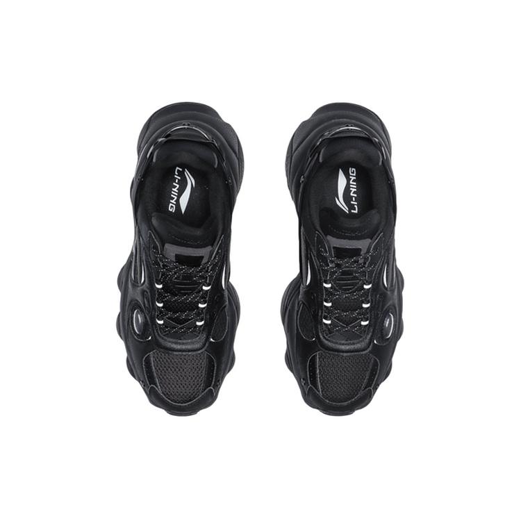 Li Ning CF Alien Secret Silk Road Slip Resistant, Abrasion Resistant, Breathable Low Top Chunky Sneakers Men's Black AGLQ181-4