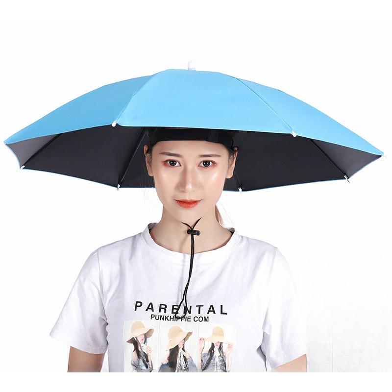1pc/ 2pcs Drooping Fishing Hat Umbrella,  Adult Hat Umbrella, Head-wearing Umbrella Men and Women Outdoor Folding Sun Umbrella