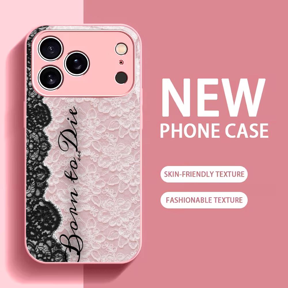 Modern Pink Lace Print phone case for iphone 17 case for iphone 17 pro max cover Glass for iPhone 17 16 15 14 13 12pm Pro P