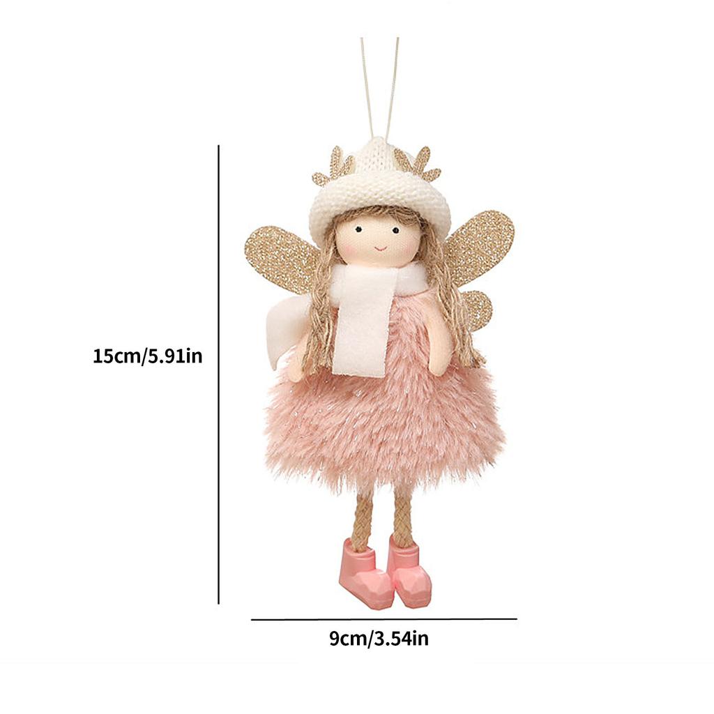 Christmas Ornament Cute Angel Doll With Festive Hat Fluffy Dress Design Festive Holiday Christmas Tree Decoration Gift Accessory