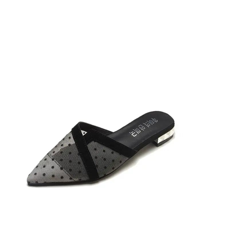 Fashion Mesh Woman Slippers Polka Dots Shoes for Women Korea Style Stylish Slides Top Designs H Sandal Summer Footwear 39 Casual Sandals