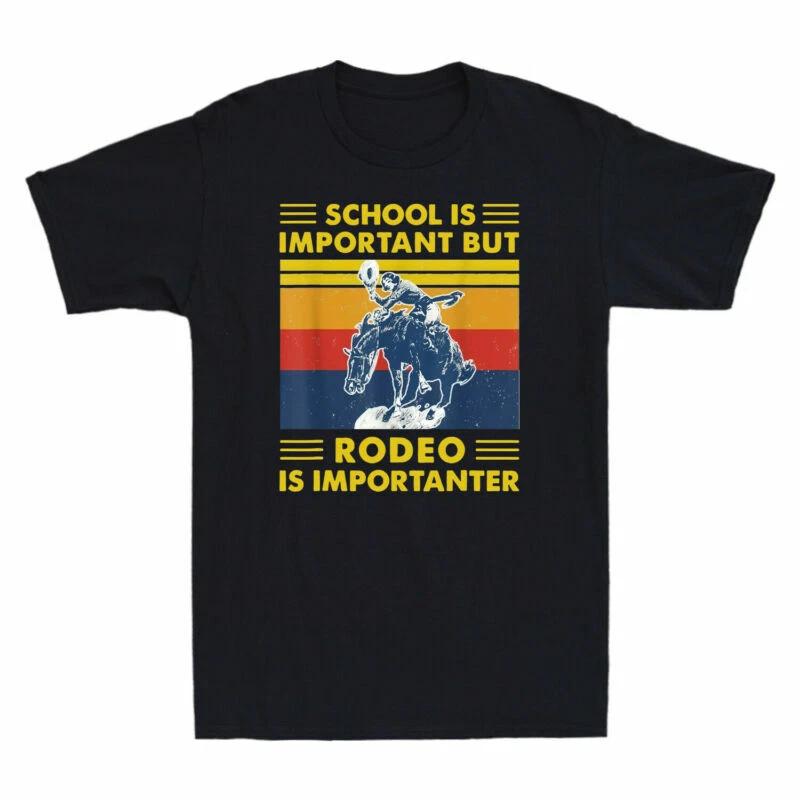 School Is Important But Bull Riding Is Important Vintage Men s T-Shirt Black Tee XS