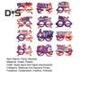 1/12 Stück Brille mit amerikanischer Flagge, Memorial Day, patriotische Party, Stern und Streifen-Brille für die Feier zum 4. Juli, USA, Veterans Day, Dekoration