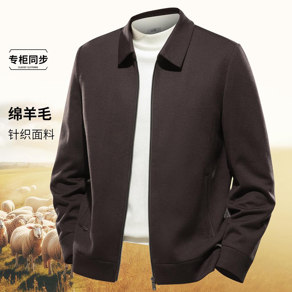 [Sheep Wool] Spring Business and Leisure Wool Cardigan Jacket for Men, Simple Collar Knitted Wool Jacket for Men