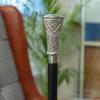 93.98 Cm Elegant Silver Handle Walking Stick Black Wooden Cane with Floral Embossed Grip Gentleman’s Gift for Him, Her Collectors