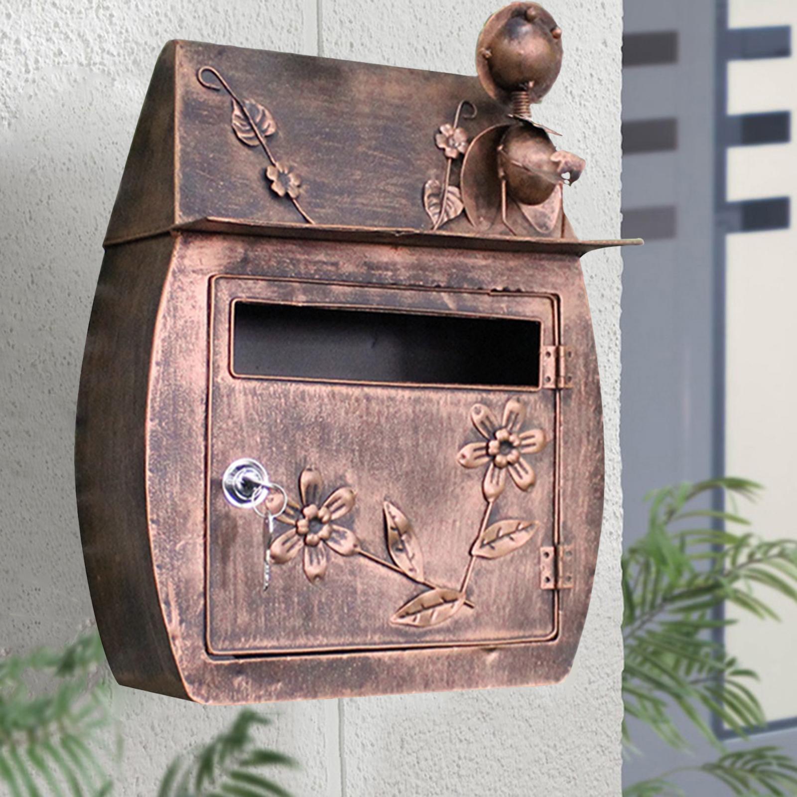 

Heavy Iron Lockable Secure Mail Letter Box Mailbox Wall Mounted Retro Metal Mail Box Garden Ornament