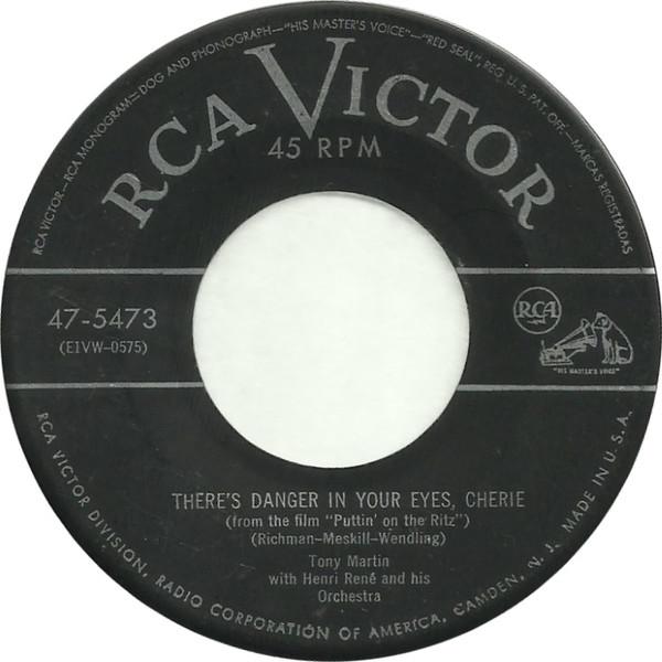 

7inch Record TONY MARTIN - There s Danger In Your Eyes, Cherie 475473 RCA VICTOR 1953 US Pop Used