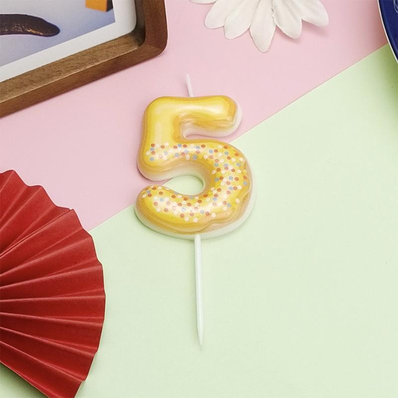 Cute 0-9 Number Candles for Kids Girl Birthday Cake Donut Decor Digital Candle  Cake Topper Wedding Anniversary Party Decor