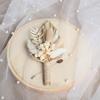 Gold Wheat Wedding Boutonniere Preserved Artificial Flower Lapel Pin for Groom Groomsman Rustic Floral Corsage for Wedding Party