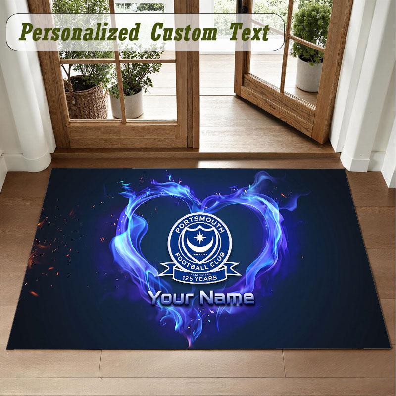 Crystal Velvet Square Rug Custom NamePortsmouth FC Pattern Non Slip Home Floor Decor Rug