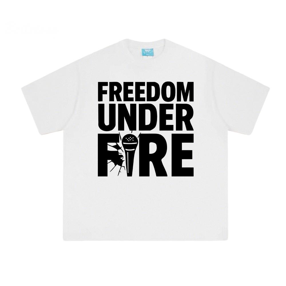 FREEDOM UNDER FIRE Tee American Charlie Kirk 100%Cotton High Quality Tee-shirt Sleeve Grunge Summer O-neck Female/Male Tees