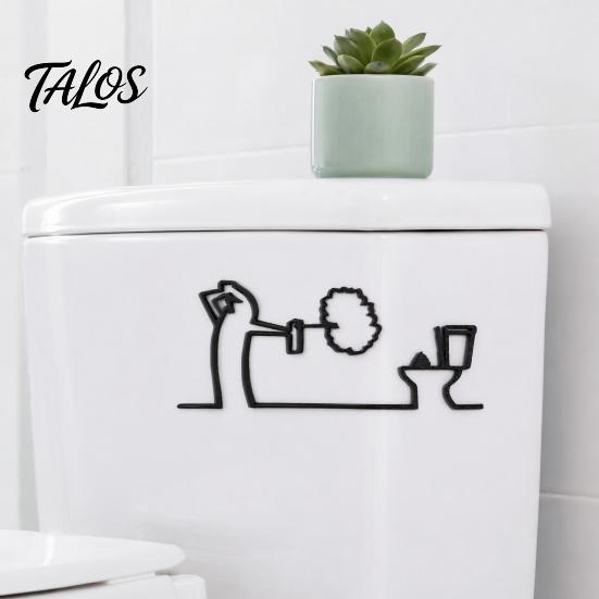 Funny Bathroom Wall Sign, 3D Printed Minimalist Line Art Toilet Wall Art, Black Modern Home Decor for Bathroom Washroom