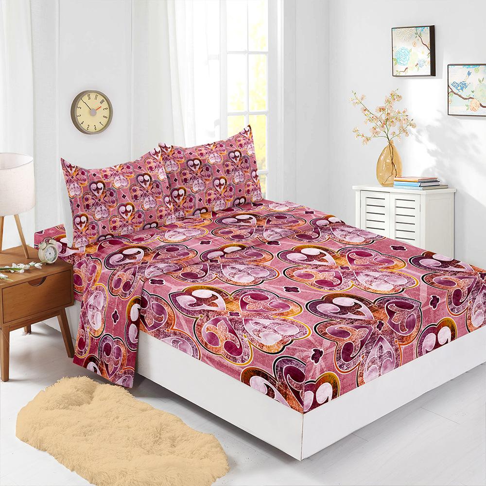 Four-Piece Mattress Set 3D Digital Printing Mattress Protective Cover Retro Line Mattress