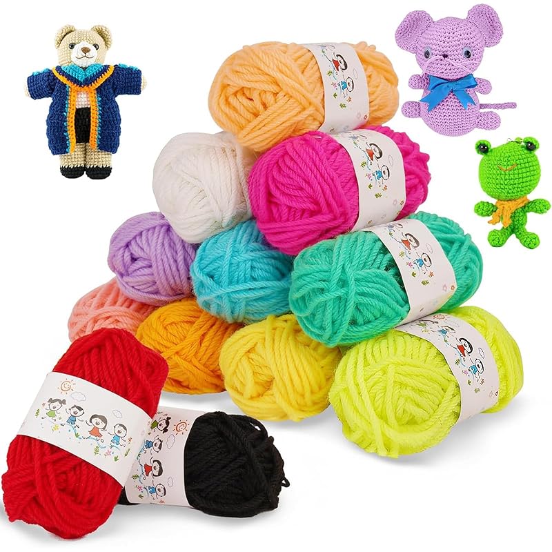 

Jravezt 12 color set knitting thick yarn set colorful acrylic yarn DIY handmade knitting yarn weaving thread (12 color set)