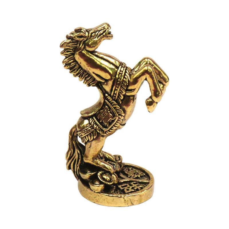 Brass Zodiac Copper Ornament Standing Wealth Money Bag Treasure Bowl Horse Office Living Room Home Decor
