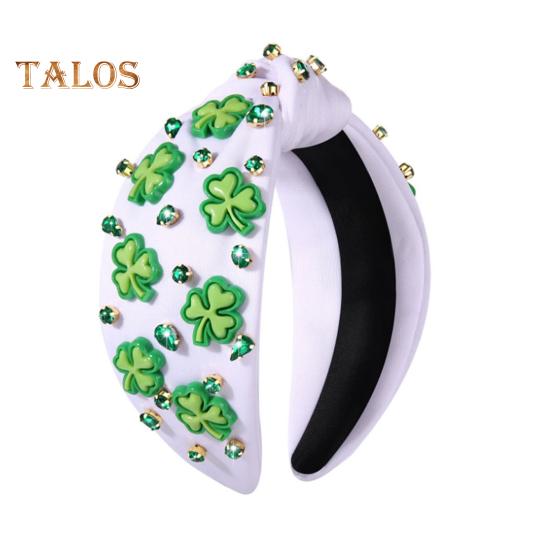 

улица. Повязка на голову ко Дню Патрика, инкрустированная стразами, обруч для волос, ирландские аксессуары для волос с узелками на удачу, праздничный подарок на праздник белый