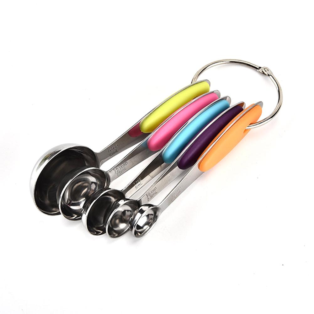 5Pcs Measuring Spoon Set with Hook Stackable Nesting Tablespoon Stainless Steel Spice Measuring Spoon for Cooking Baking Food