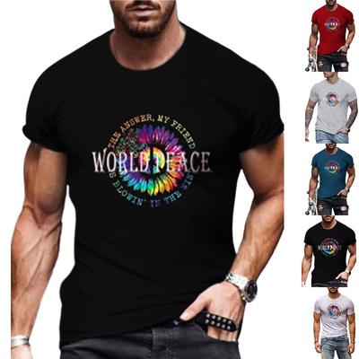 New Summer Men's Fashion T-shirt Personality Alphabet Flower Printed Men's T-shirt Top