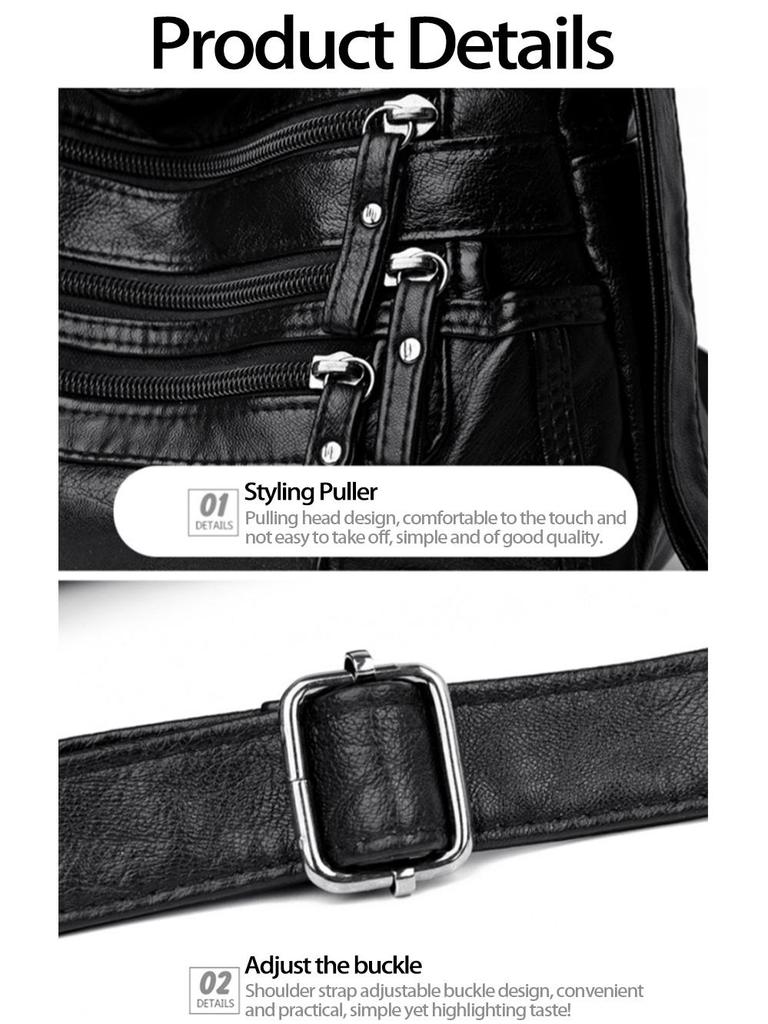 2024 New Women's Multi-Pocket Soft Leather Shoulder & Messenger Bag - Ideal for Middle-Aged and Elderly Ladies