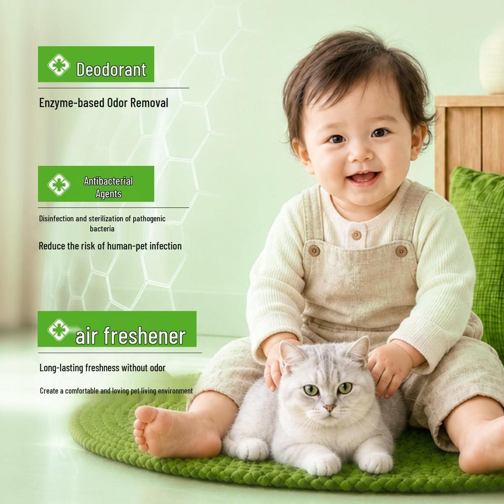 Pet Deodorizer and Urine Odor Remover: Antibacterial Enzyme Spray for Cat Litter and Dog Urine