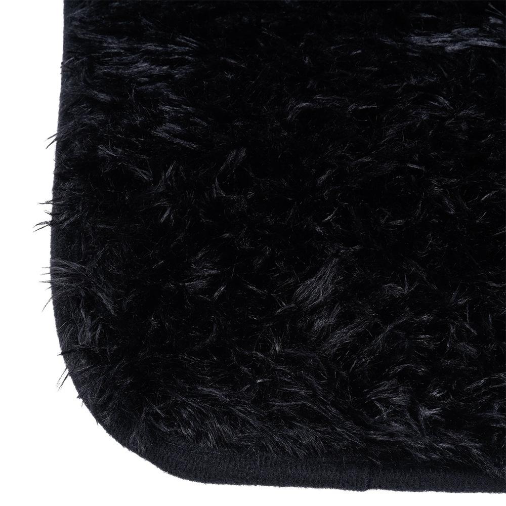 Bathroom Set Soft Shaggy Black Rug Cover for Bathroom Seat