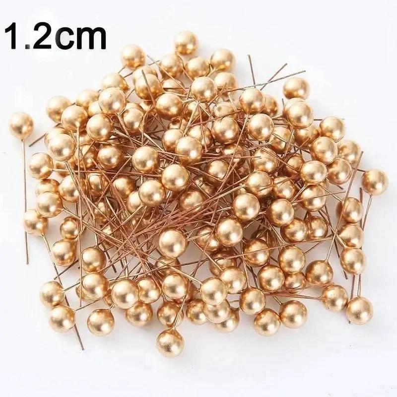 50PCS Creative Plastic Berry Artificial Flower RedCherry Pearlescent Stamen DIY Wedding Christmas Cake Box Wreaths Decoration