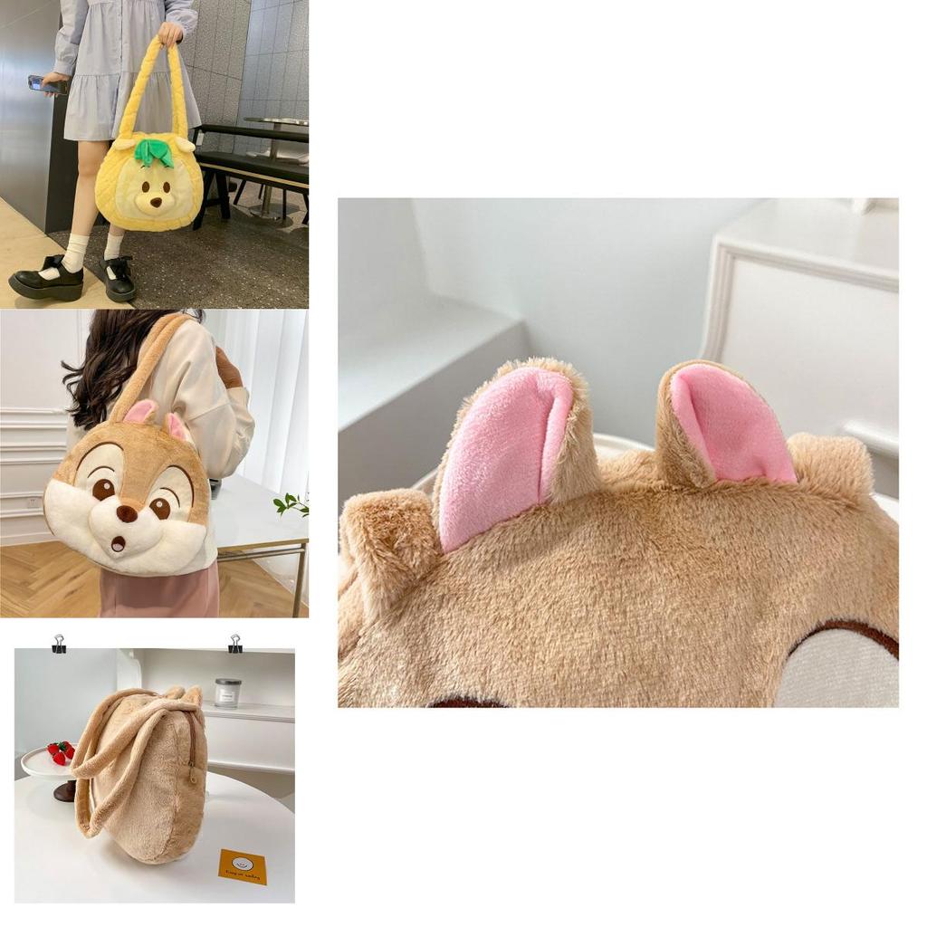 Pineapple Pup And Strawberry Bear Plush Cartoon Shoulder Bag Large Capacity Tote For Everyday Use