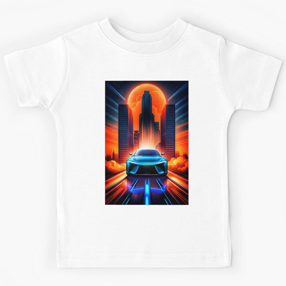 Blue Futuristic Sport Car Kids T-Shirt 140